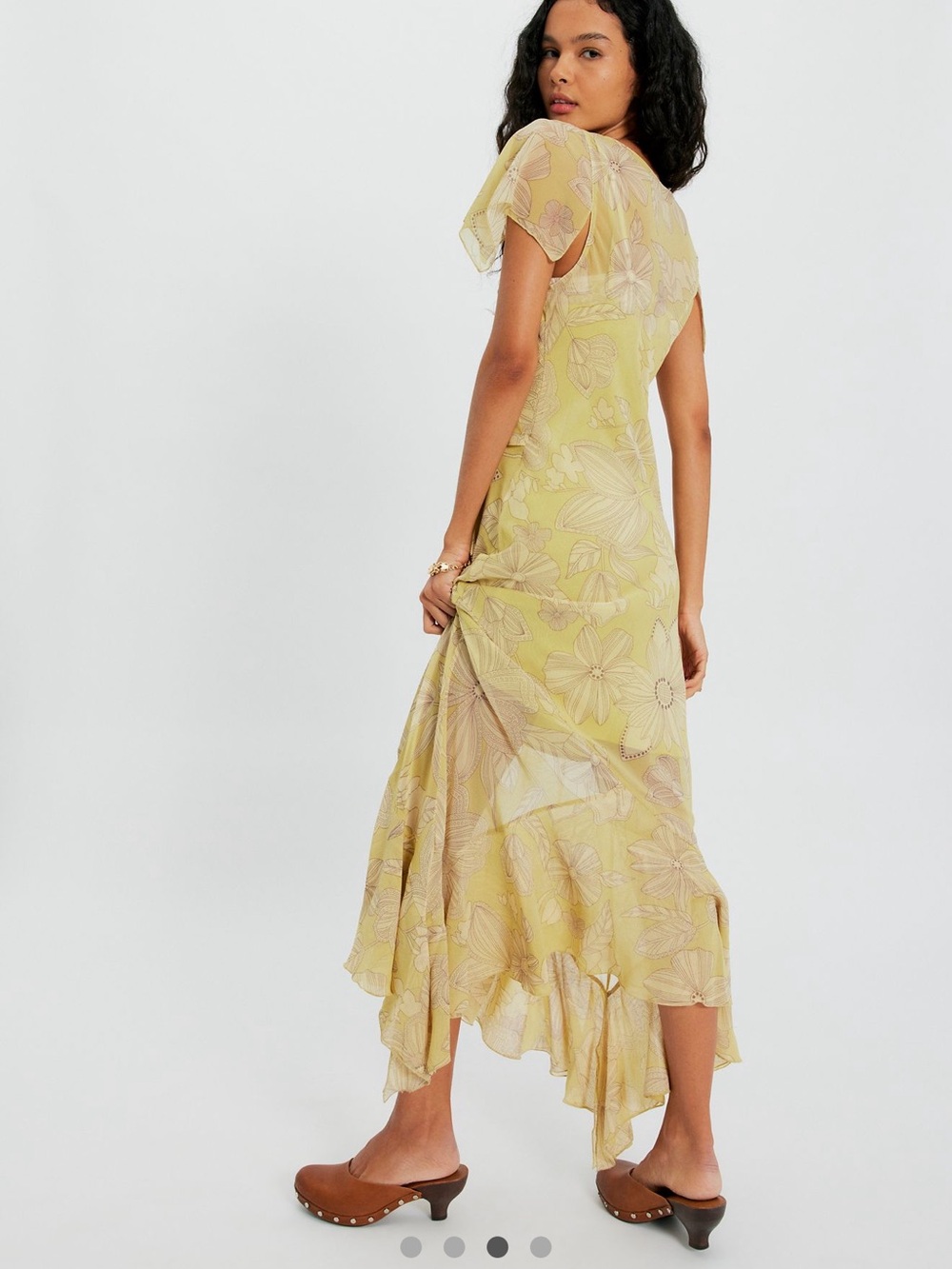 Free People Light Yellow Floral Midi Dress - Women - Picture 3 of 3